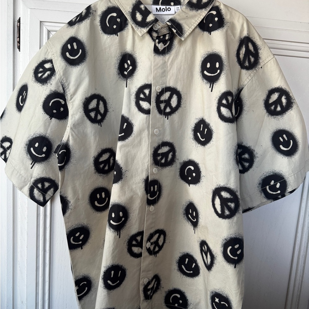 Molo Richie Black and Cream Graphic Shirt